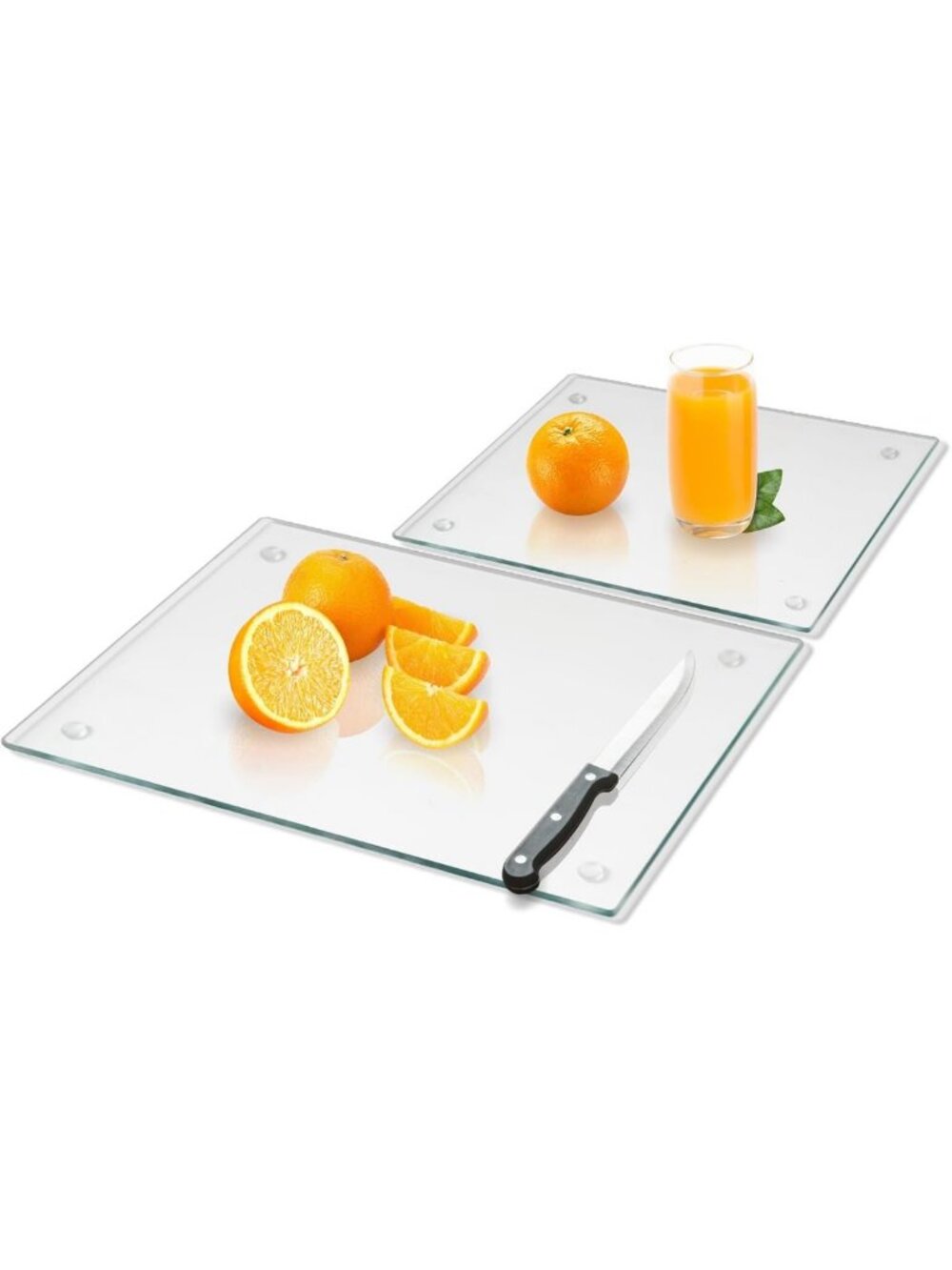 Heat Resistant Tempered Glass Cutting Board Set - Non-Slip, 12x16 & 12x8